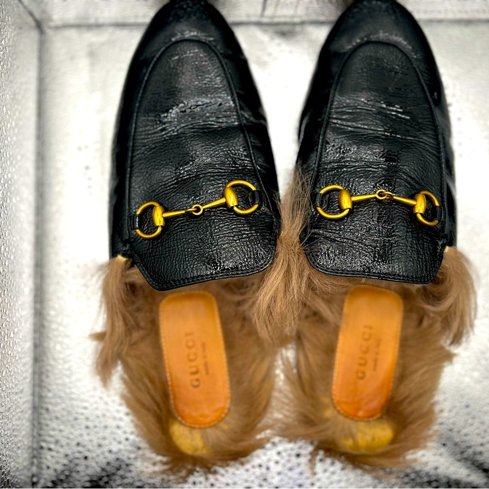 Size 38 fur lined Gucci mules in box - Picture 1 of 5